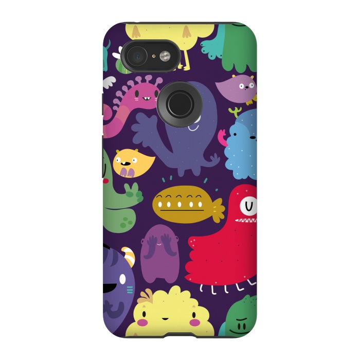 Pixel 3 StrongFit Colorful monsters by Maria Jose Da Luz