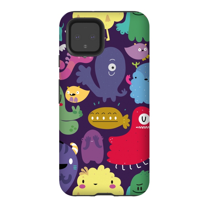 Pixel 4 StrongFit Colorful monsters by Maria Jose Da Luz