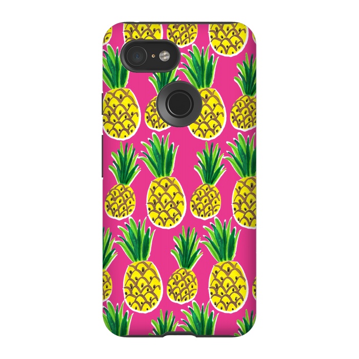 Pixel 3 StrongFit Painted pineapples by Laura Grant