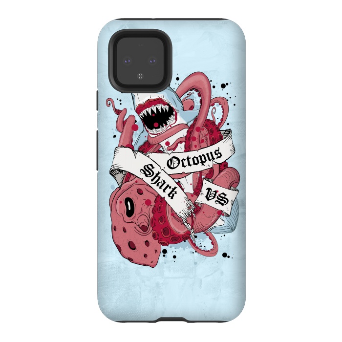 Pixel 4 StrongFit Shark vs Octopus by Sitchko