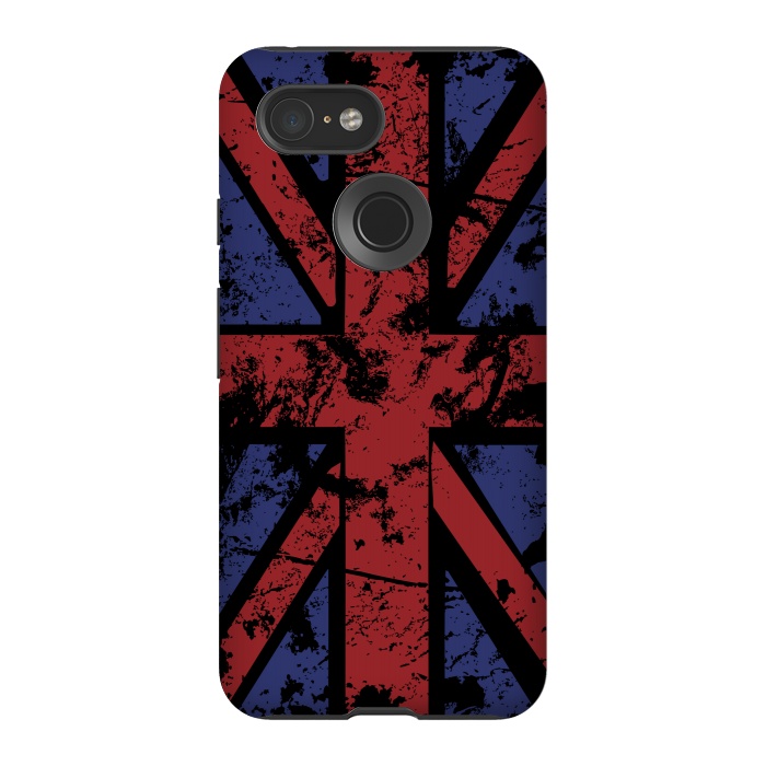 Pixel 3 StrongFit Grunge UK Flag Black by Sitchko