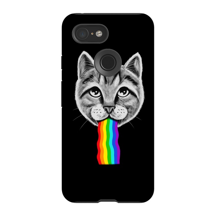 Pixel 3 StrongFit Cat rainbow by Coffee Man