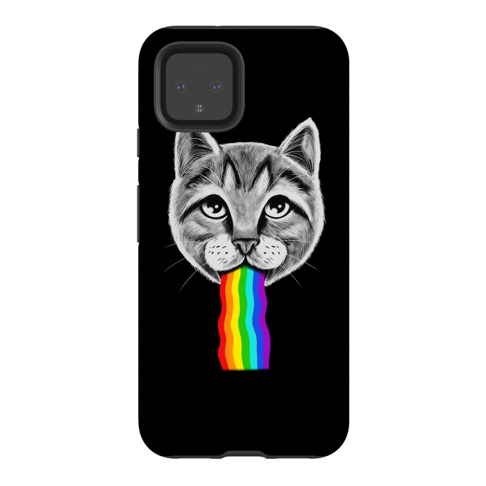 Pixel 4 StrongFit Cat rainbow by Coffee Man