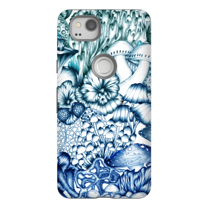 Pixel 2 StrongFit A Medley of Mushrooms in Blue by ECMazur 