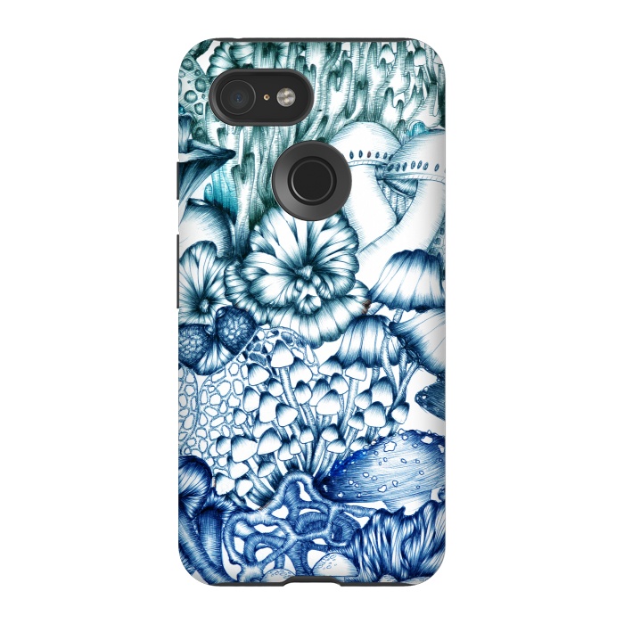 Pixel 3 StrongFit A Medley of Mushrooms in Blue by ECMazur 