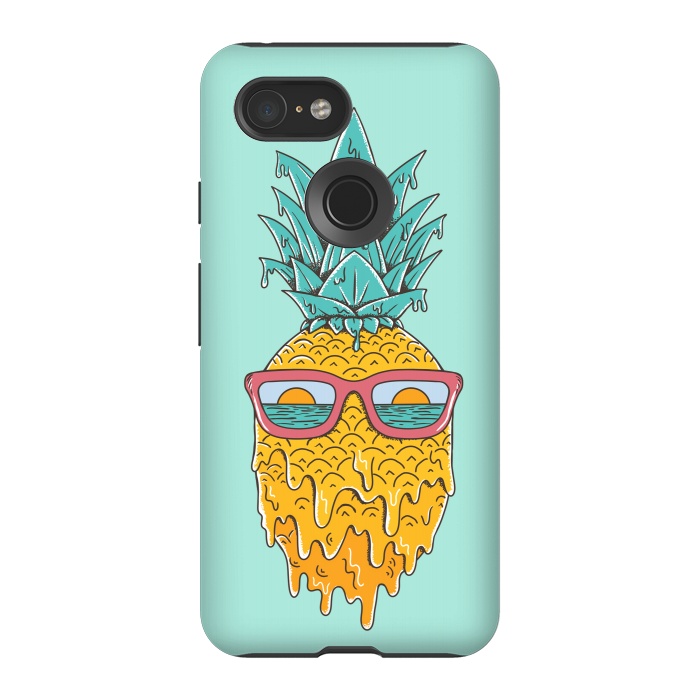 Pixel 3 StrongFit Pineapple Summer Blue by Coffee Man