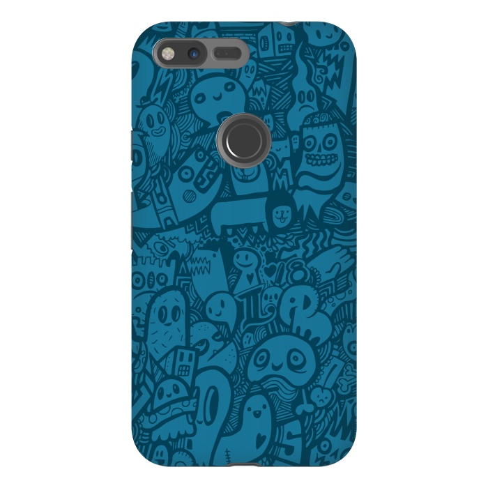 Pixel XL StrongFit Blue Doodle by Wotto