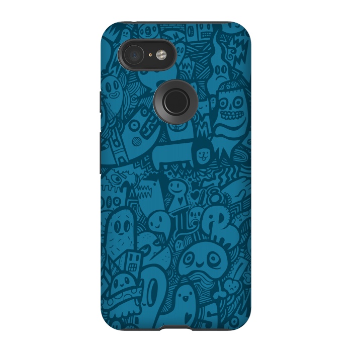 Pixel 3 StrongFit Blue Doodle by Wotto