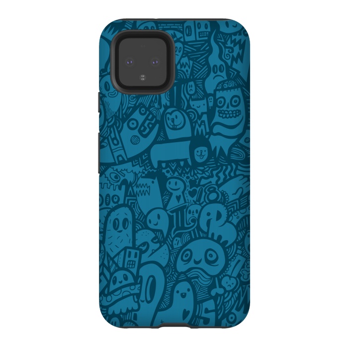 Pixel 4 StrongFit Blue Doodle by Wotto