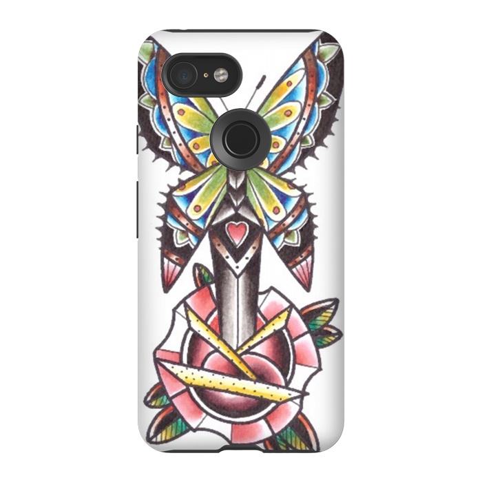 Pixel 3 StrongFit Butterfly dagger rose by Evaldas Gulbinas 