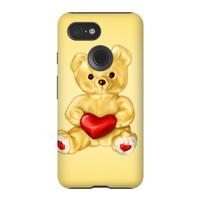 Pixel 3 StrongFit Cute Teddy Bear Hypnotist With Heart by Boriana Giormova