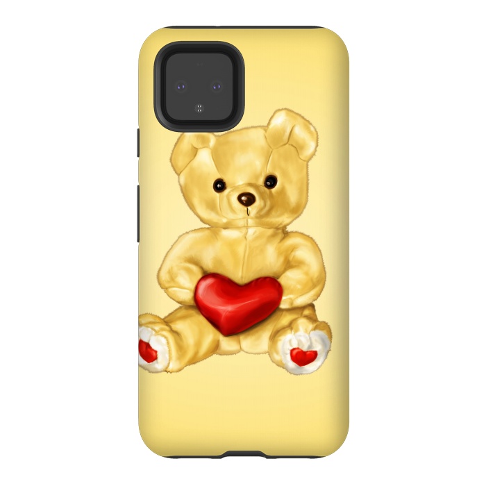 Pixel 4 StrongFit Cute Teddy Bear Hypnotist With Heart by Boriana Giormova