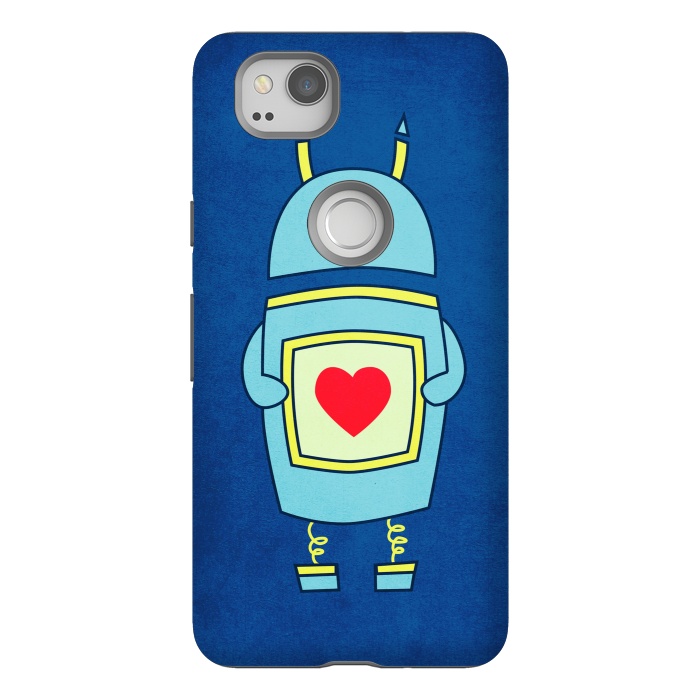 Pixel 2 StrongFit Clumsy Cute Robot With Heart by Boriana Giormova