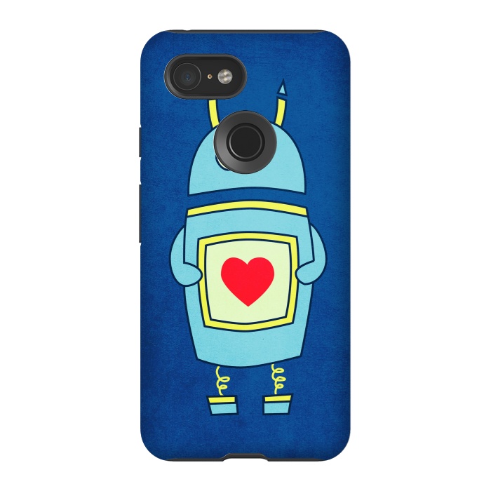 Pixel 3 StrongFit Clumsy Cute Robot With Heart by Boriana Giormova