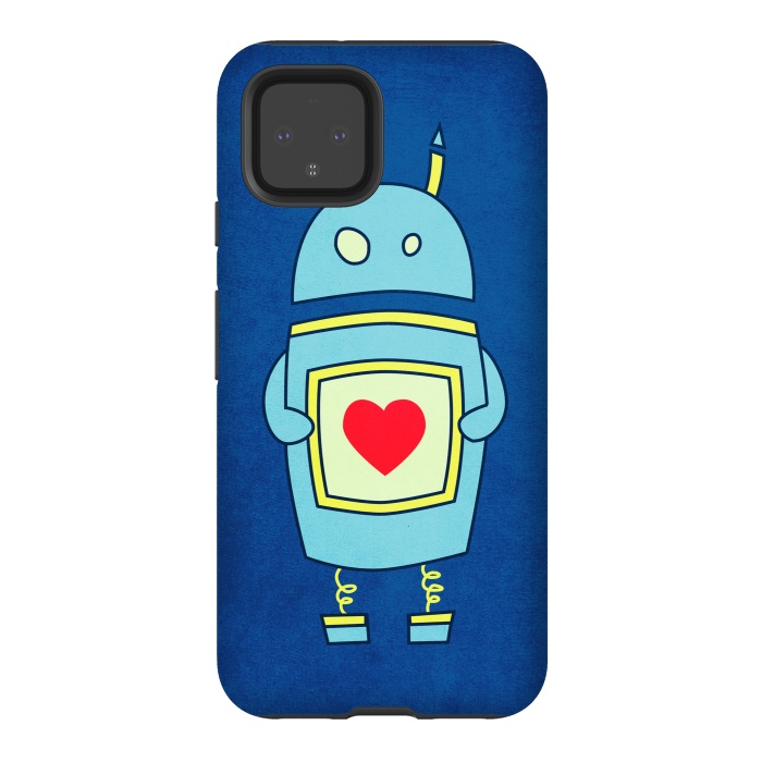 Pixel 4 StrongFit Clumsy Cute Robot With Heart by Boriana Giormova