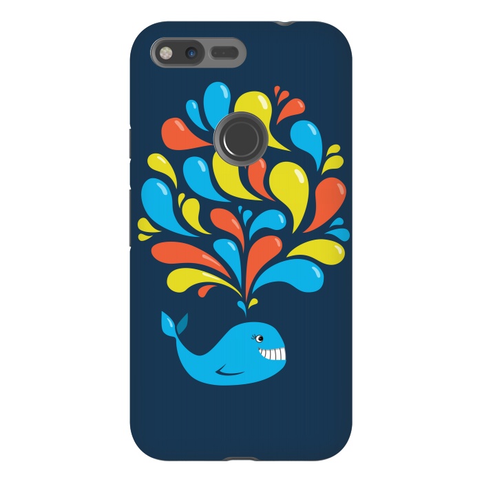 Pixel XL StrongFit Cute Colorful Splash Cartoon Blue Whale by Boriana Giormova