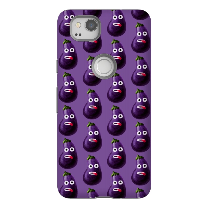Pixel 2 StrongFit Purple Funny Cartoon Eggplant Pattern by Boriana Giormova