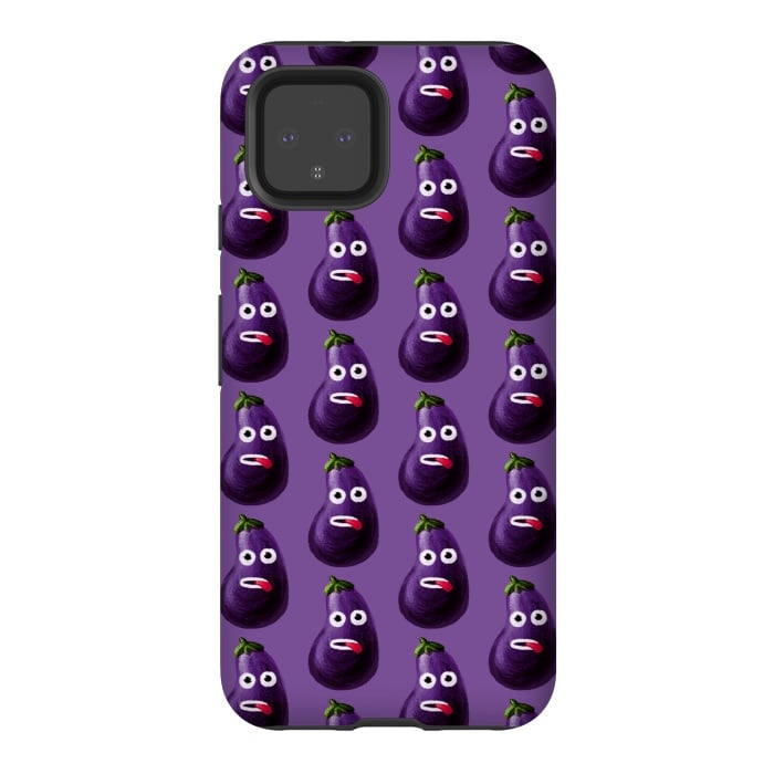 Pixel 4 StrongFit Purple Funny Cartoon Eggplant Pattern by Boriana Giormova