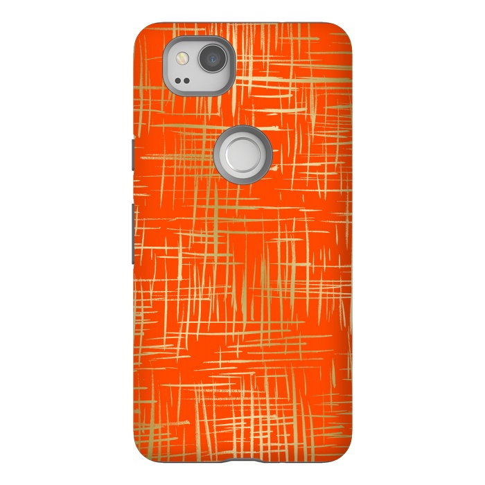 Pixel 2 StrongFit Crosshatch Red by Caitlin Workman