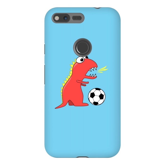 Pixel XL StrongFit Funny Cartoon Dinosaur Soccer Player by Boriana Giormova