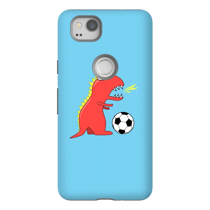 Pixel 2 StrongFit Funny Cartoon Dinosaur Soccer Player by Boriana Giormova