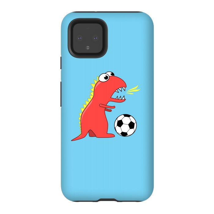 Pixel 4 StrongFit Funny Cartoon Dinosaur Soccer Player by Boriana Giormova