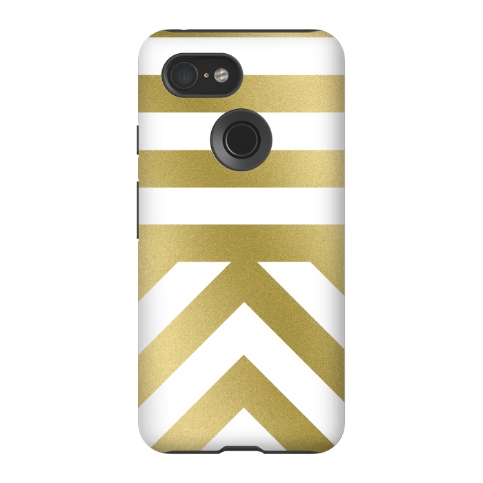 Pixel 3 StrongFit Gold Chevron Stripes by Caitlin Workman