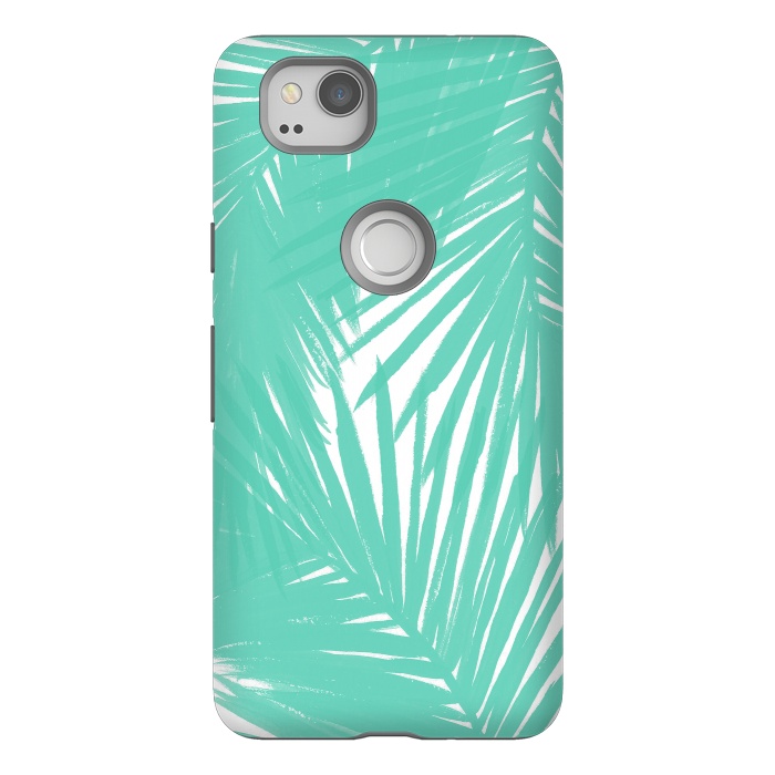 Pixel 2 StrongFit Palms Teal by Caitlin Workman