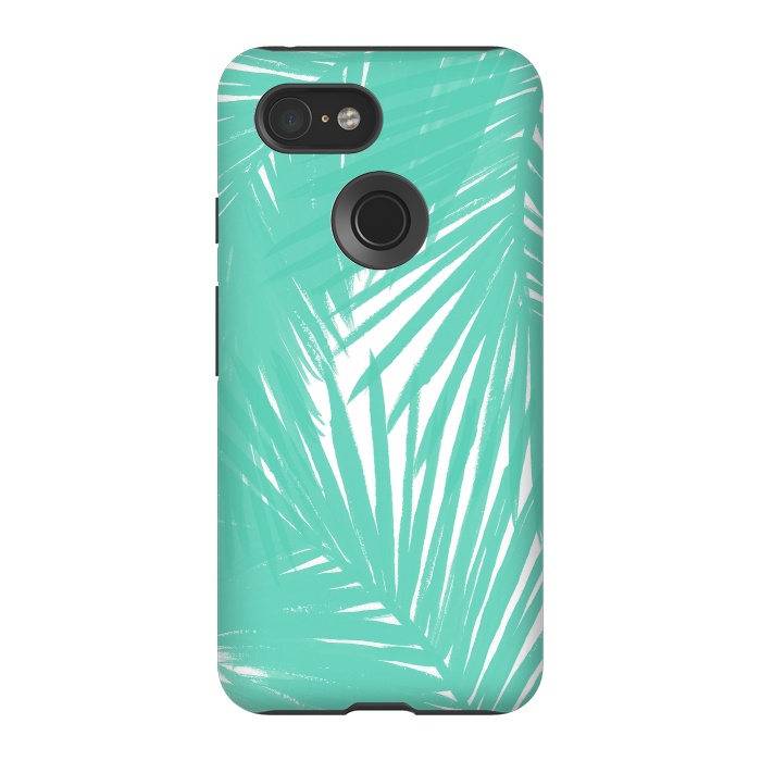Pixel 3 StrongFit Palms Teal by Caitlin Workman