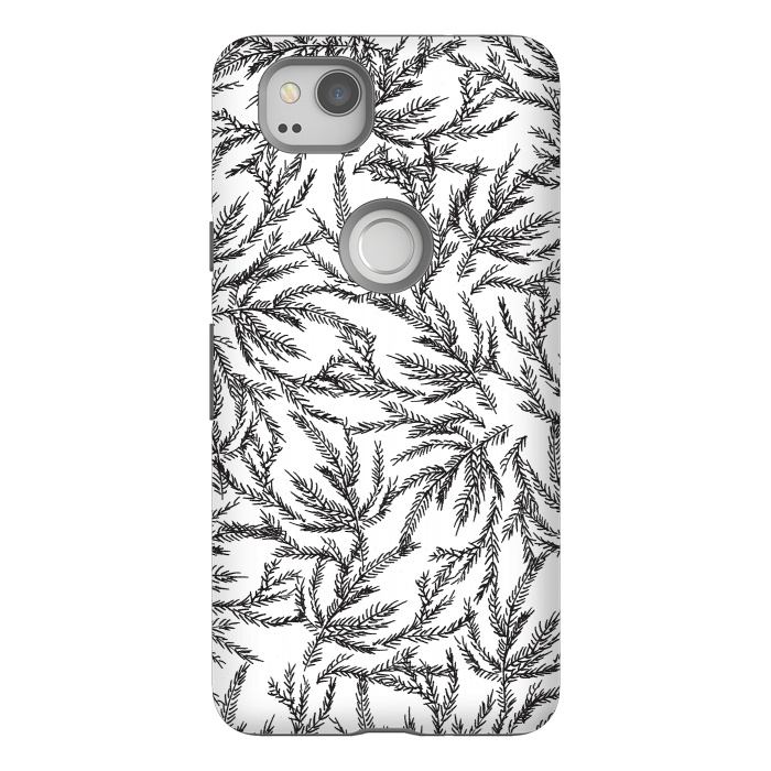 Pixel 2 StrongFit Black Coral Ferns by Caitlin Workman