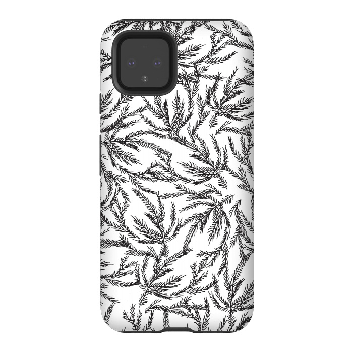 Pixel 4 StrongFit Black Coral Ferns by Caitlin Workman