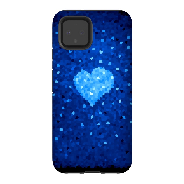 Pixel 4 StrongFit Winter Blue Crystal Heart by Boriana Giormova