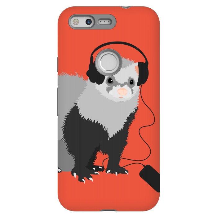 Pixel StrongFit Funny Music Lover Ferret by Boriana Giormova