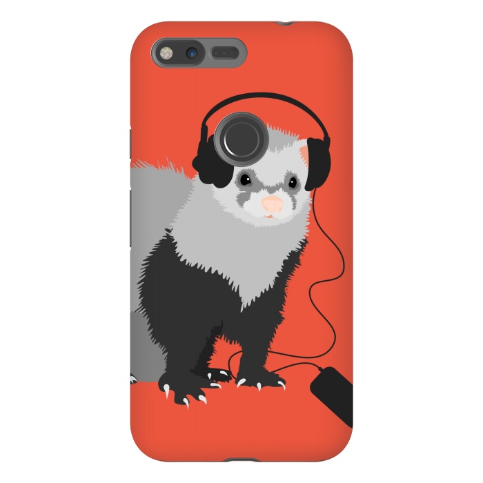 Pixel XL StrongFit Funny Music Lover Ferret by Boriana Giormova