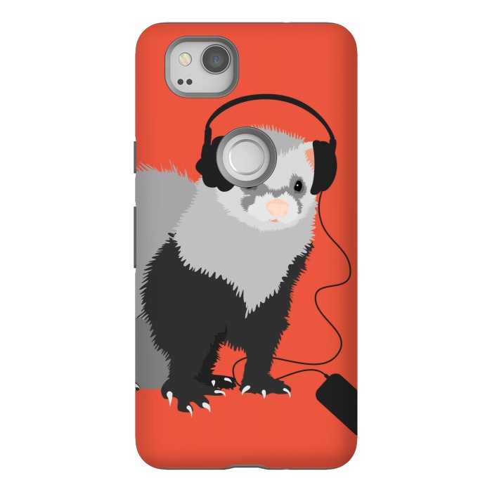 Pixel 2 StrongFit Funny Music Lover Ferret by Boriana Giormova