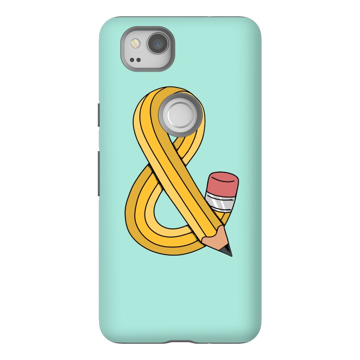 Pixel 2 StrongFit Ampersand Pencil Green by Coffee Man