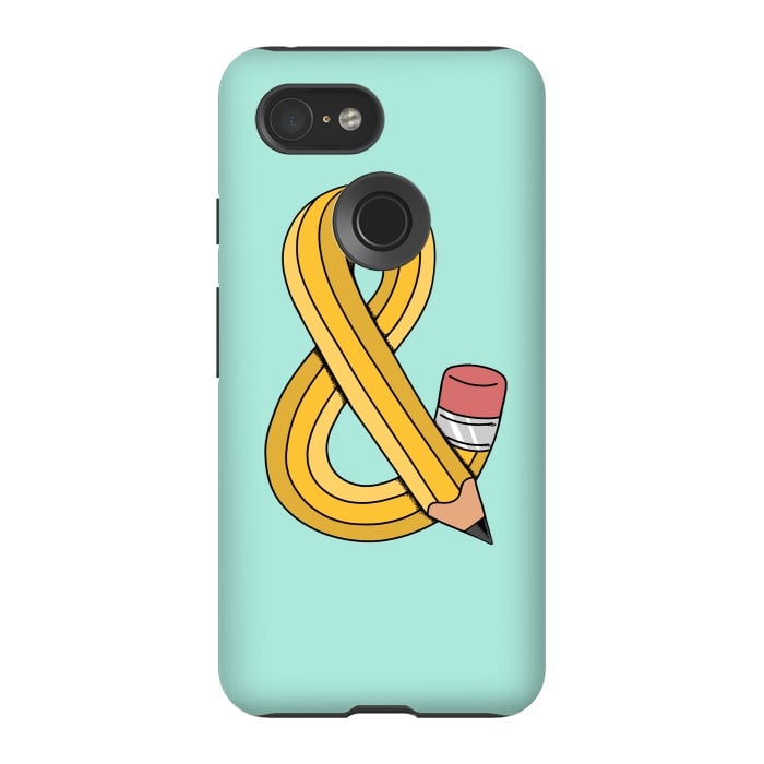 Pixel 3 StrongFit Ampersand Pencil Green by Coffee Man