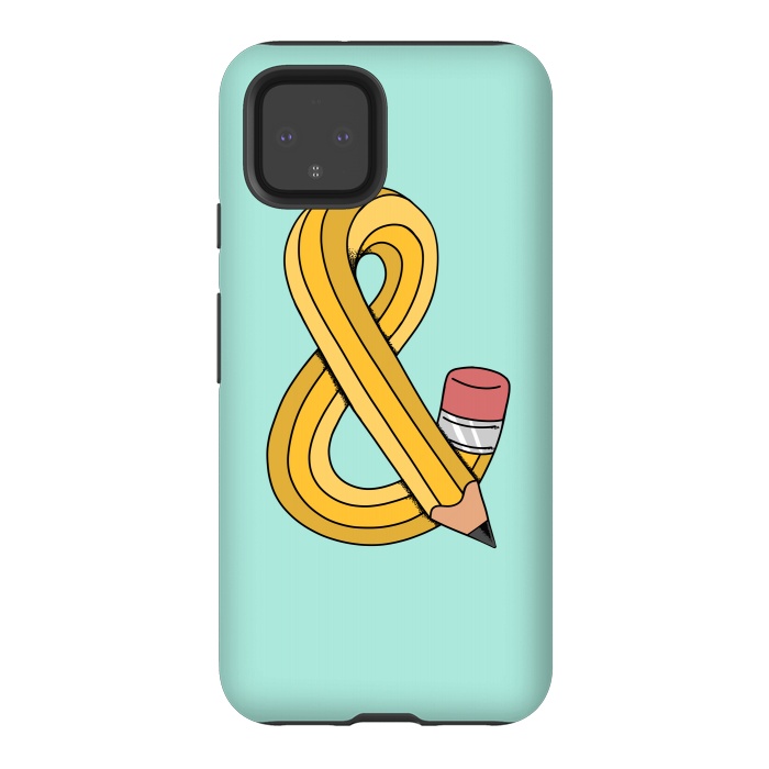 Pixel 4 StrongFit Ampersand Pencil Green by Coffee Man