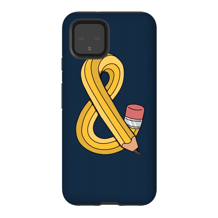 Pixel 4 StrongFit Ampersand pencil blue by Coffee Man