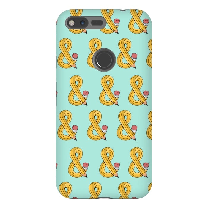 Pixel XL StrongFit Ampersand Pencil Pattern Green by Coffee Man