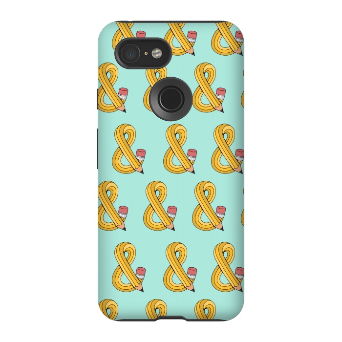 Pixel 3 StrongFit Ampersand Pencil Pattern Green by Coffee Man