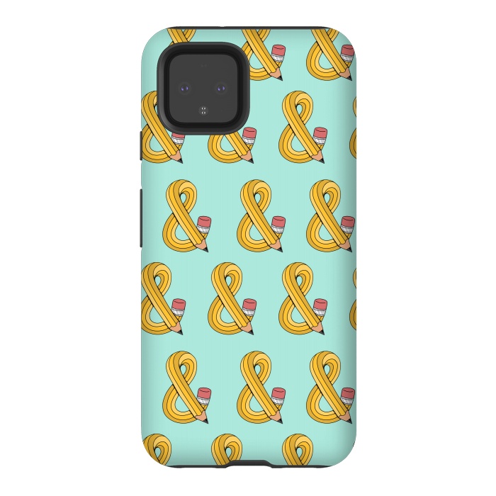 Pixel 4 StrongFit Ampersand Pencil Pattern Green by Coffee Man