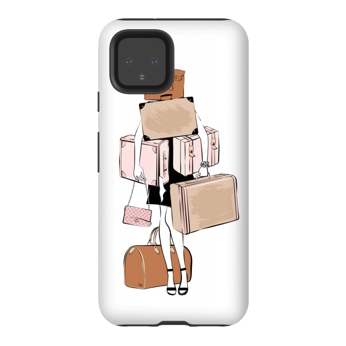 Pixel 4 StrongFit Woman with luggage by Martina