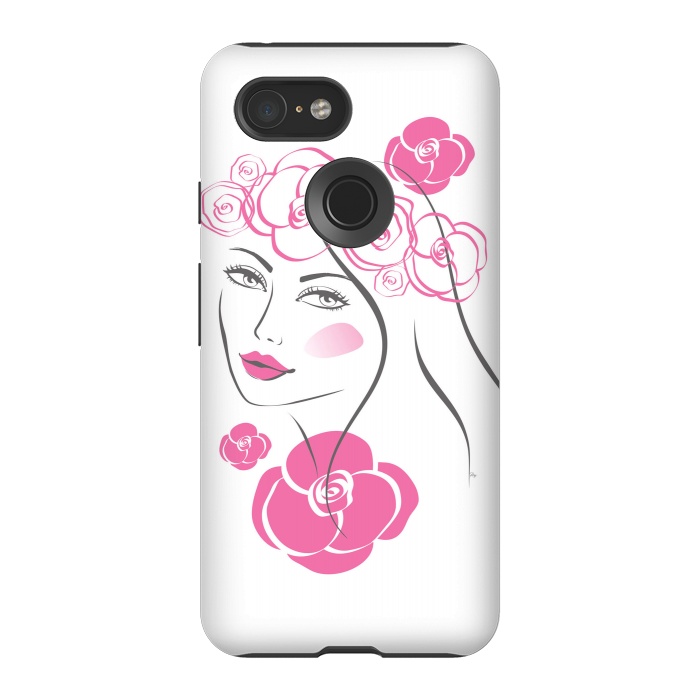 Pixel 3 StrongFit Pink Rose Lady by Martina