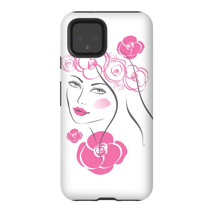 Pixel 4 StrongFit Pink Rose Lady by Martina