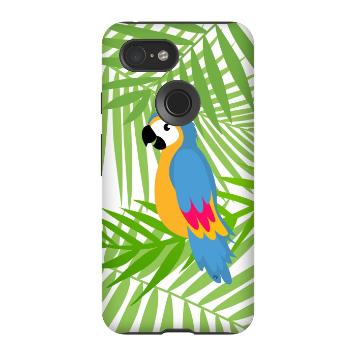 Pixel 3 StrongFit Cute colourful parrot by Martina