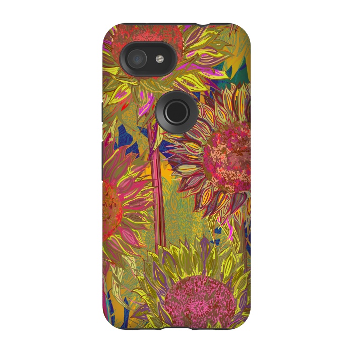 Pixel 3A StrongFit Sunflowers by Lotti Brown