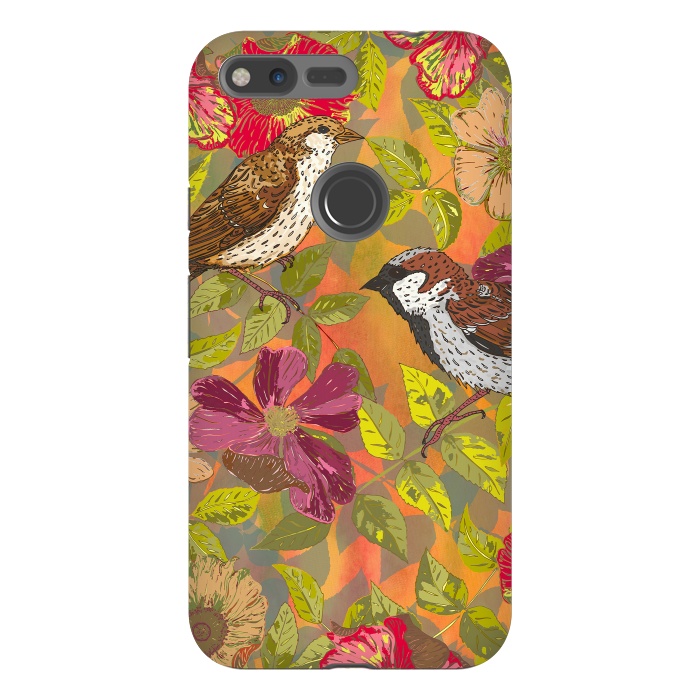 Pixel XL StrongFit Sparrow and Wild Rose by Lotti Brown