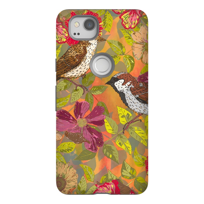 Pixel 2 StrongFit Sparrow and Wild Rose by Lotti Brown
