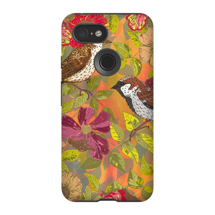 Pixel 3 StrongFit Sparrow and Wild Rose by Lotti Brown